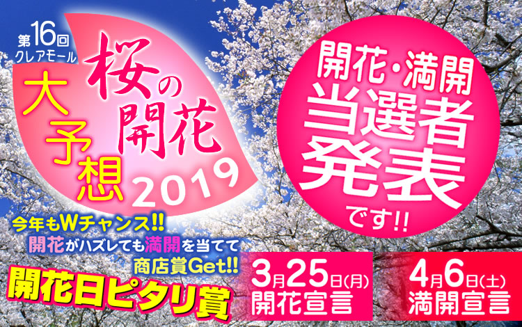 第16回クレアモール　桜の開花大予想！！2019